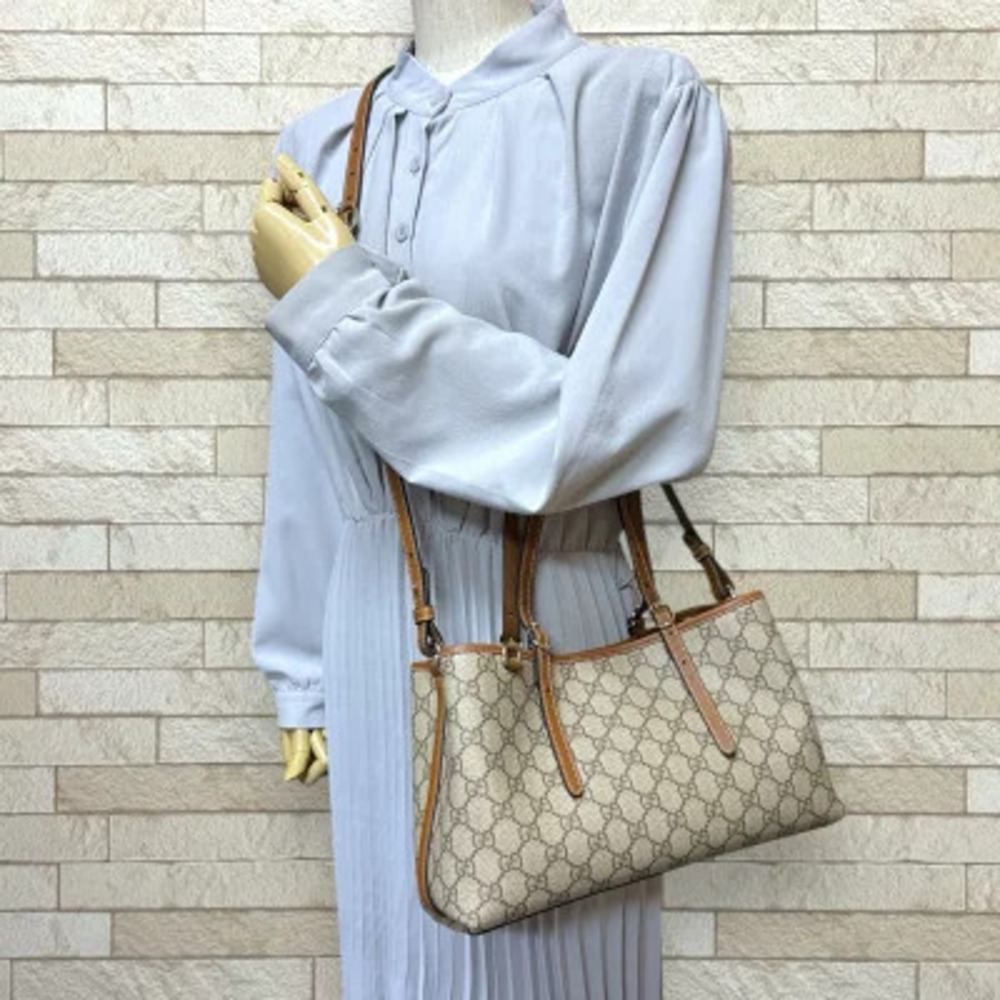 Gucci Bag GG Canvas Emblem Beige Shoulder Supreme Tote